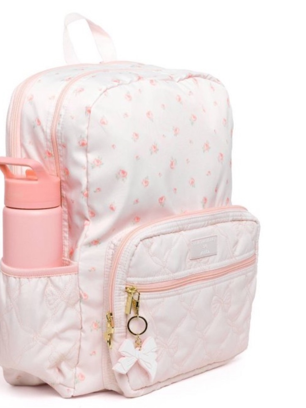 LoveShackFancy NWT Pink Quilted Bow Backpack Blooming Heirloom Ditsy pattern - Picture 11 of 12